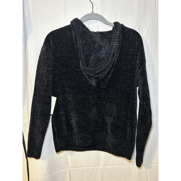 Cynthia Rowley NWT Knit Pullover Hoodie Size Small Black Drawstring - Picture 2 of 9